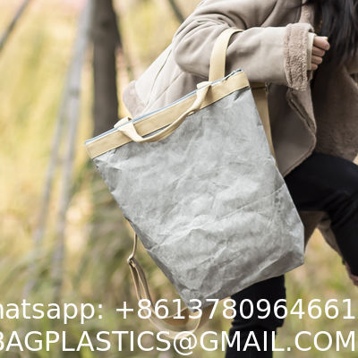 Durable Kraft Paper Tyvek Tote Handbag Eco Friendly Custom Printed Fashion Personalized Waterproof Messenger Bag High Quality Tyvek Tote Bag