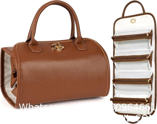 DuPont Travel Folding Storage Cosmetic Bag, pu lether Travel Makeup Organizer Bag, Foldable Toiletry Bag With Detachable Pouches, Large Capacity 4-In-1 Roll-Up Cosmetic Storage With Handle For Women