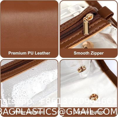 DuPont Travel Folding Storage Cosmetic Bag, pu lether Travel Makeup Organizer Bag, Foldable Toiletry Bag With Detachable Pouches, Large Capacity 4-In-1 Roll-Up Cosmetic Storage With Handle For Women