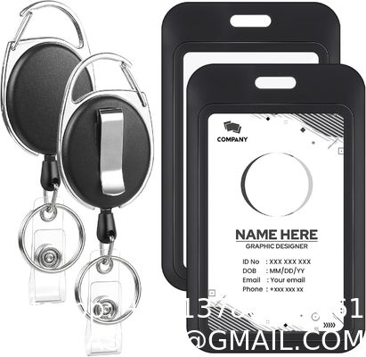 Pack Badge Holder Retractable Clip Heavy Duty Reels With Vertical Sliding ID Badge Holder Black Hard Plastic For Women Nurse Teacher Student