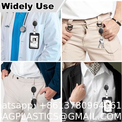 Pack Badge Holder Retractable Clip Heavy Duty Reels With Vertical Sliding ID Badge Holder Black Hard Plastic For Women Nurse Teacher Student