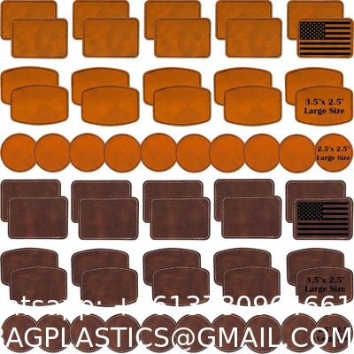 Laser Engraving Blanks Leatherette Khaki & Brown Hat Patches - PU Leather Iron On Hat Patches For DIY Custom Laserable Engravable Craft Gifts