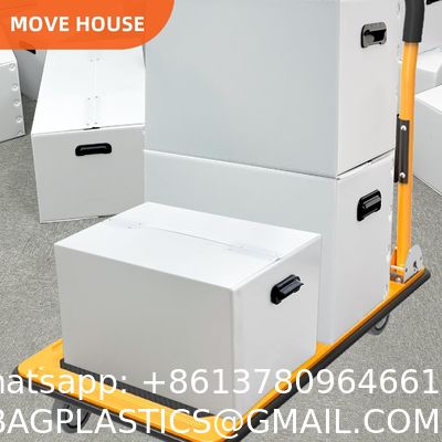 Plastic Storage Bins With Lids Containers Collapsible Moving Boxes With Handles Stackable Storage Bins,Double-Layer Hollow Shock-Absorbing Material,White