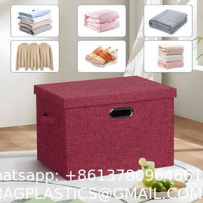 Large jute fabrics Collapsible Storage Bins With Lids Jute Fabric Foldable Storage Boxes Organizer Containers Baskets Cube With Cover For Home Bedroom Closet Office Nursery
