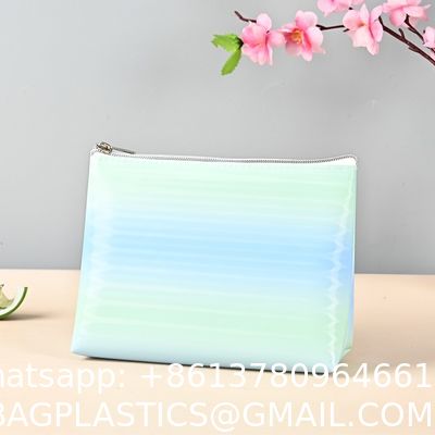 purse wallet, sustainable recyclable Transparent Hologram Cosmetic Bag Shiny Makeup Bag Clutch Handbag Waterproof Travel Wash Bag Toiletry Bag