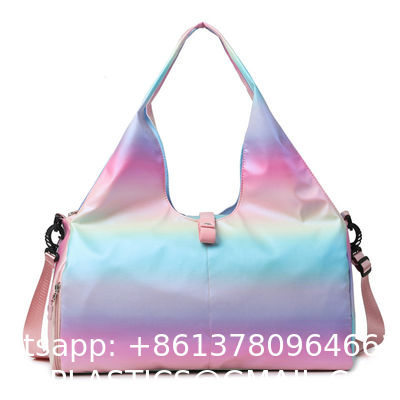 Gym Bag For Women With Wet Pocket & Shoe Compartment, Sports Duffel Overnight Weekender Hospital Workout Carry On Bag For Girls, Holographic Purse Ideal For Travel, Swimming, Dance