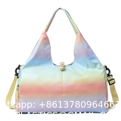 Gym Bag For Women With Wet Pocket & Shoe Compartment, Sports Duffel Overnight Weekender Hospital Workout Carry On Bag For Girls, Holographic Purse Ideal For Travel, Swimming, Dance