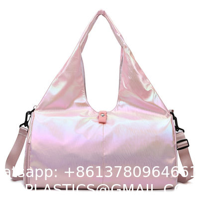 Gym Bag For Women With Wet Pocket & Shoe Compartment, Sports Duffel Overnight Weekender Hospital Workout Carry On Bag For Girls, Holographic Purse Ideal For Travel, Swimming, Dance