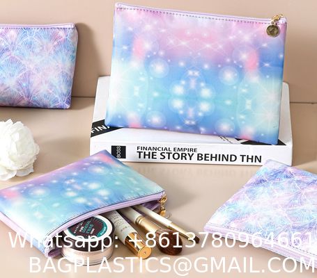 Toiletry Bag,Water Resistant Cosmetic Organizer For Bathroom, Quart Size Clear Iridescent Hard Shell Zipper Case For Toiletries,Portable Storage For Women Girls,Travel Essentials