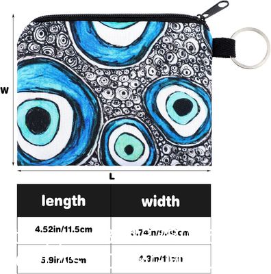 Small Coin Purse Boho Change Purse Pouch Mini Wallet Coin Bag With Zipper For Women Girls Evil Eye Makeup Coin Purse Small Cute Print Wallet Coin Bag with Zipper for Women Girl Halloween Gifts