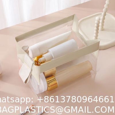 Biodegradable recyclable sustainable Clear Travel Toiletry Bag With Magnetic Closure, Makeup Bag For Women And Men, Cosmetic Bag For Travel