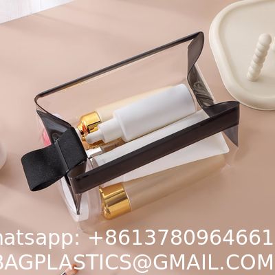 Biodegradable recyclable sustainable Clear Travel Toiletry Bag With Magnetic Closure, Makeup Bag For Women And Men, Cosmetic Bag For Travel