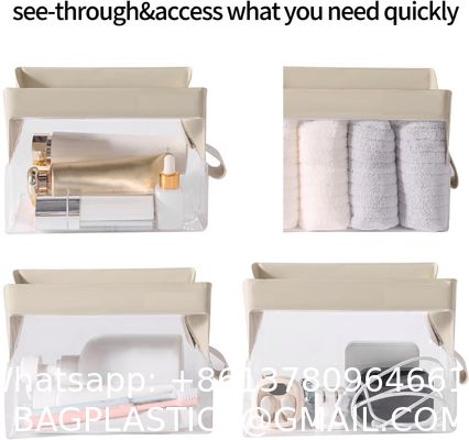 Biodegradable recyclable sustainable Clear Travel Toiletry Bag With Magnetic Closure, Makeup Bag For Women And Men, Cosmetic Bag For Travel