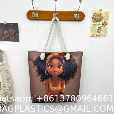 Wholesale Women'S Printed Handbags, Tote Bags, Lightweight Thick Rope Shoulder Bags, Fashionable And Artistic Versatile Beach Bags