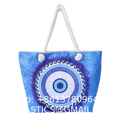 Wholesale Women'S Printed Handbags, Tote Bags, Hot Selling Devil'S Eye Canvas Bag Handbag Shoulder Bag Large Capacity Beach Bag Turkish Eye Bag