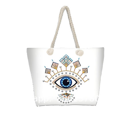Wholesale Women'S Printed Handbags, Tote Bags, Hot Selling Devil'S Eye Canvas Bag Handbag Shoulder Bag Large Capacity Beach Bag Turkish Eye Bag