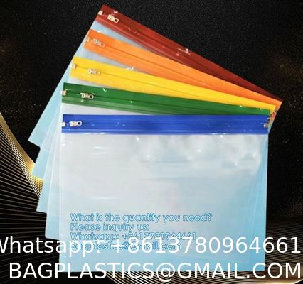 Zipper Pouch Bags, Clear Waterproof Document Bag, Assorted Color File Pockets, Large Capacity Plastic File Jackets, Multipurpose For Travel School Office And Home