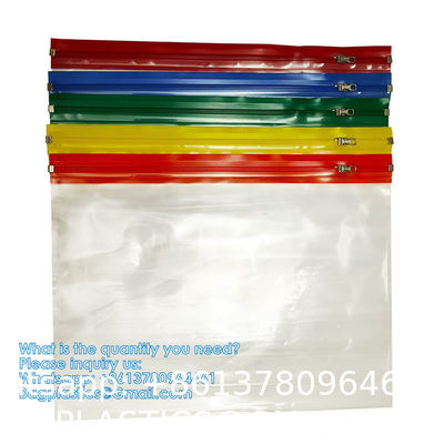 Zipper Pouch Bags, Clear Waterproof Document Bag, Assorted Color File Pockets, Large Capacity Plastic File Jackets, Multipurpose For Travel School Office And Home