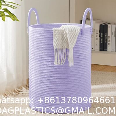 Woven Rope Laundry Hamper Basket, Tall Luandry Basket, Baby Nursery Hamper For Blanket Storage, Clothes Hamper For Laundry In Bedroom-Large-(CUSTOMIZED COLOR, 58L, 72L)