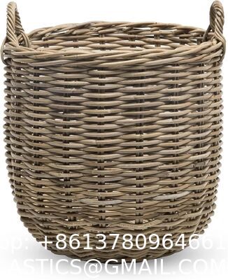 Hand-Woven Rattan Nesting Wicker Storage Baskets W/ Wheels And Handles, Seagrass Container For Decoration In Bedroom, Laundry Room,White Wash/Kubu Gray