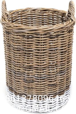 Hand-Woven Rattan Nesting Wicker Storage Baskets W/ Wheels And Handles, Seagrass Container For Decoration In Bedroom, Laundry Room,White Wash/Kubu Gray