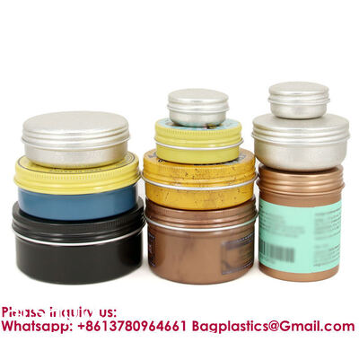 Ounce Round Empty Metal Tins With Hollow Lids Refillable Spice Containers For Aromatherapy Air Freshener Candles Travel Storage Customizable Logo Printed Tin Box for Soap/Cream Aluminum Makeup