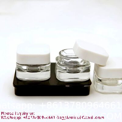 Custom Printing 3ml 5ml 7ml 9ml Triangle Clear Concentrate Oil Jar Small Concentrate Childproof Glass Jar With Lid Packaging Child Resistant Concentrate Glass Jar Mini Cream Bottles Cosmetic