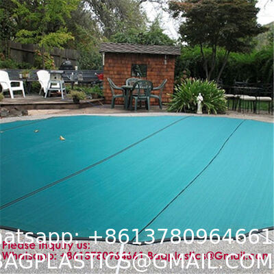 Inground Pool Safety Cover - Rectangle Green Heavy Duty Mesh, Triple Stitched & Rain Permeable, Installation Hardware Included (We Make Custom Size)