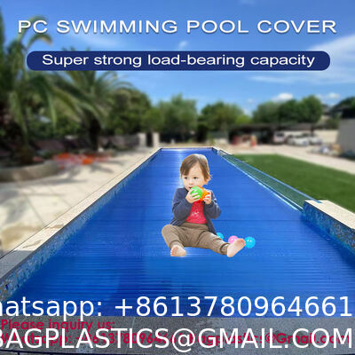 Safe Pool Safety Cover For Kids Safety Transparent Blue PC Blades With Reel Pool Cover Polycarbonate Pool Solar Cover Winter Safety Cover For Swimming Pool