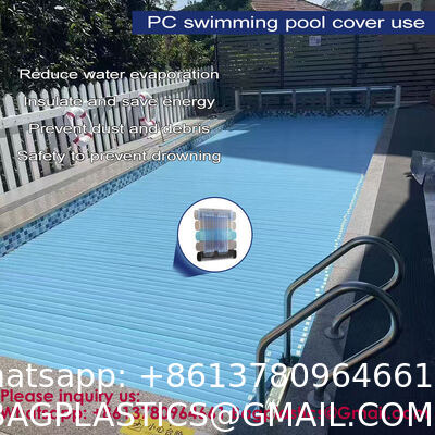 Safe Pool Safety Cover For Kids Safety Transparent Blue PC Blades With Reel Pool Cover Polycarbonate Pool Solar Cover Winter Safety Cover For Swimming Pool