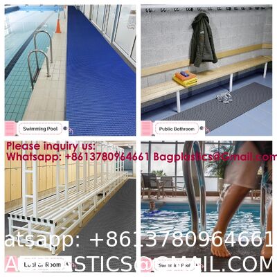 Wholesale Customised Mat Striped Machine Made Swimming Pool mat Bathroom mat Anti-Slip Eco-Friendly PVC Waterproof Floor Mats Modern Anti-slip Solid Drainage Rib Floor Mat