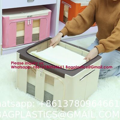 Square Large Space-Saving Linen Cube Foldable Fabric Clothing Storage Drawers Large Capacity Foldable Storage Organizer Fabric Home Storage Box For Clothes Quilt Blanket Wardrobe Clothing Organizer