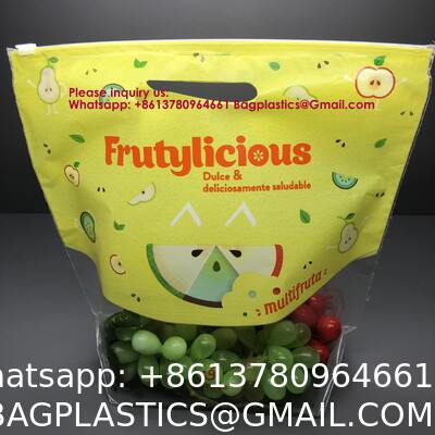 Market Keep Fresh Plastic Packing Bag For Fruits Pluots Apple Grape Banana Fresh Fruit Package Bag Vegetable Packaging Reusable Zipper Fruit Packaging Bag Transparent Clear Vegetables Stand up Bag