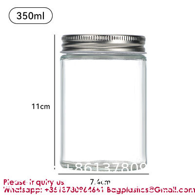 Clear Transparent Glass Cream Jars Metal Lid 4oz Spiral Mouth Aluminum Body Butter For Skin Care Cosmetic, Glass Jars Small Clear Vials with Screw Caps Tiny Containers