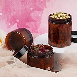 plastic amber jars 8 oz