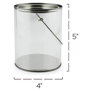 cornucopia clear plastic paint cans decorative craft pails quart 