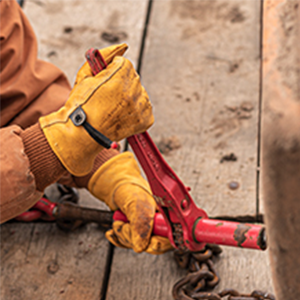 Strong leather work gloves