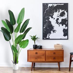 artificial plant tree ceramic planter pot wood plant stand seagrass basket