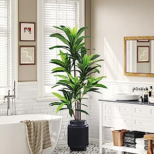 artificial plant faux dracaena tree silk fake tropical plants indoor home office greenery decor