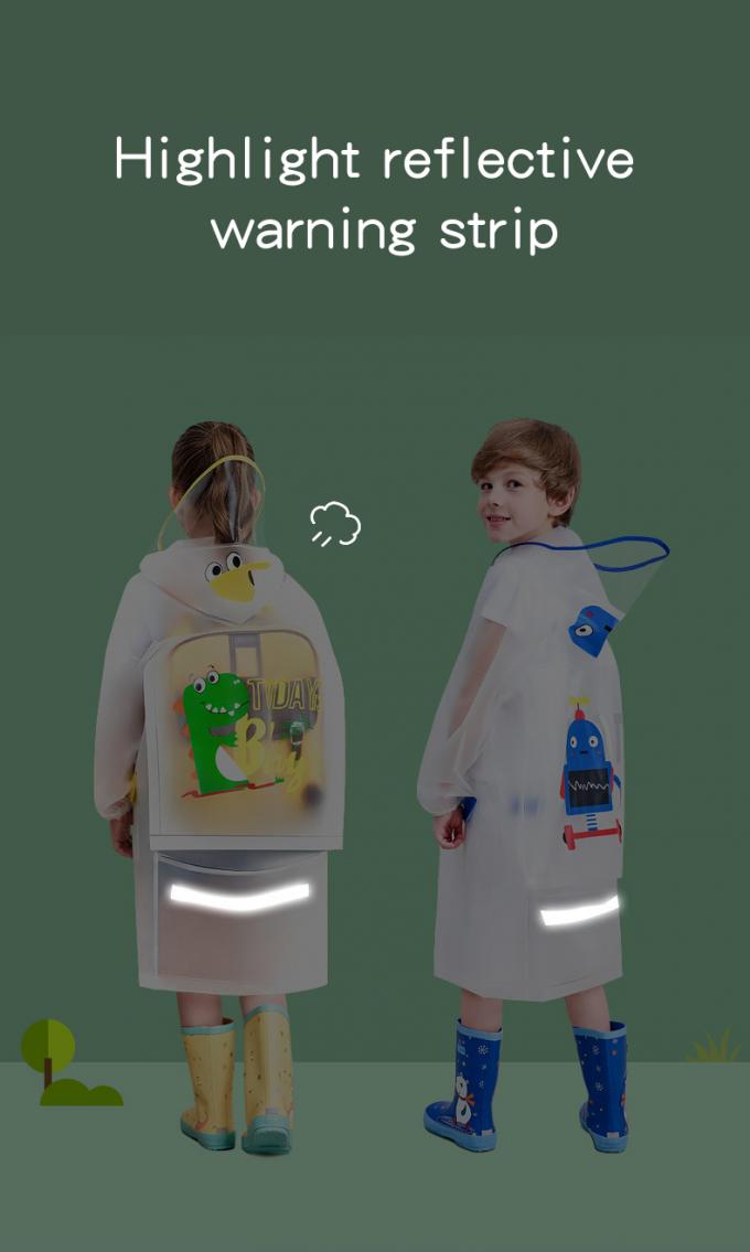 بارانی ضد آب بچه گانه، پانچوی شفاف بارانی بچه گانه، انیمیشن کلاه دار بارانی دانش آموزان با کیف مدرسه 7