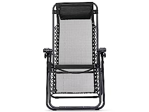 Weather-Resistant polyester textilene fabric outdoor chair with padded headrest