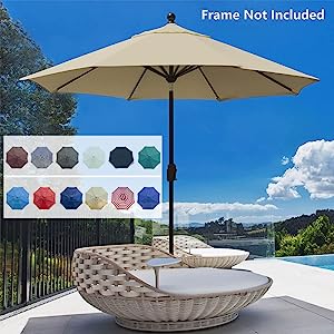 Patio Umbrella 9 ft Replacement Canopy for 8 Ribs