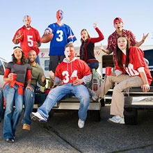 Durable plastic reusable stadium cups for tailgating, BBQ, parties, birthdays.  Lots of colors.