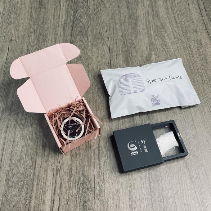 جعبه پستی رژ لب راه راه با آرم، جعبه پستی صورتی برای بسته بندی، آرم سفارشی کشتی بسته بندی لوازم آرایشی 0