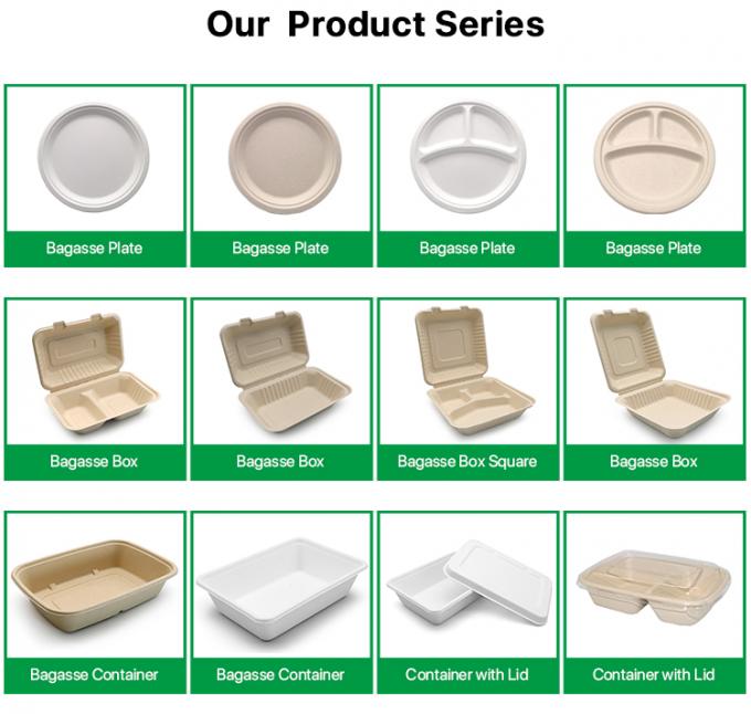 Custom Biodegradable Sugarcane Bagasse Pulp Fiber Fast Food Packing Paper Box Bio Degradable Takeaway To Go Container Packaging