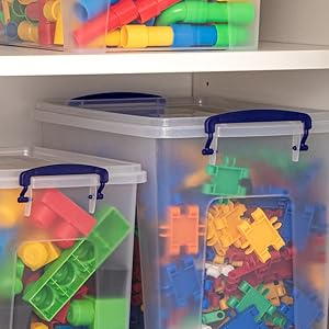 جعبه ذخیره سازی سازمان دهنده، جعبه پلاستیکی قابل انباشت برای خانه، گاراژ، کمد جعبه های ذخیره سازی پلاستیکی قابل انباشت با چرخ 2