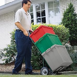 جعبه نگهداری پلاستیکی محکم با درب متصل، قابل بازیافت، قابل چیدمان، برای لجستیک و کانتینر حمل و نقل 0