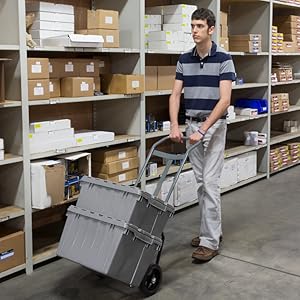 جعبه نگهداری پلاستیکی محکم با درب متصل، قابل بازیافت، قابل چیدمان، برای لجستیک و کانتینر حمل و نقل 1