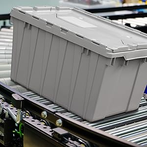 جعبه نگهداری پلاستیکی محکم با درب متصل، قابل بازیافت، قابل چیدمان، برای لجستیک و کانتینر حمل و نقل 5