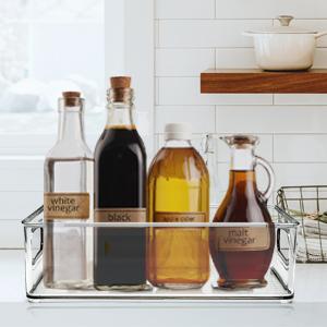 سطل های سازمان دهنده یخچال قابل انباشته شفاف سازمان دهنده آشپزخانه سطل های ظرف با دسته کیسه های پلاستیکی برای انبار، کابینت، قفسه، کشو، فریزر - ایمن برای مواد غذایی 2